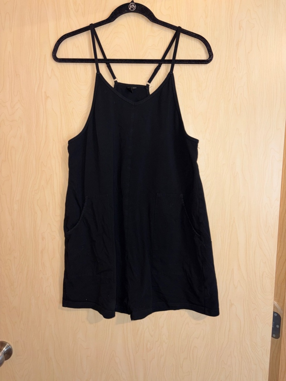 Black Sleeveless shorts  Pocket Tank Dress - Women